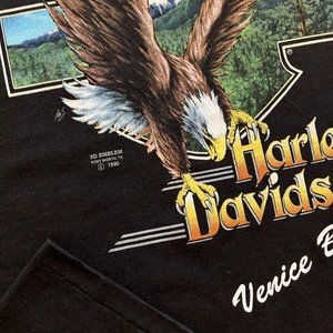 Vintage 1990 Harley Davidson Motor Clothes 3D Emblem Single Stitch Eagle T Shirt